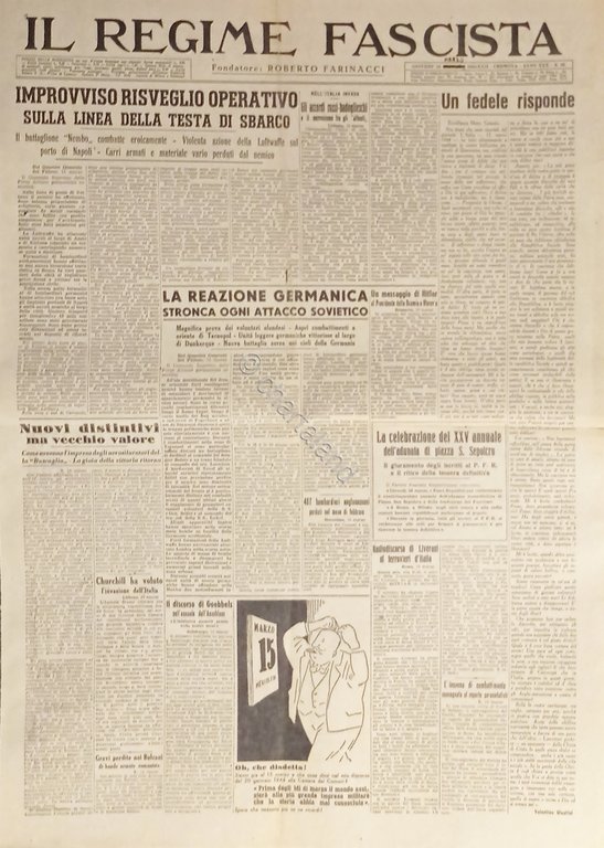 Quotidiano Il Regime Fascista n. 65 - 1944 Risveglio sulla …