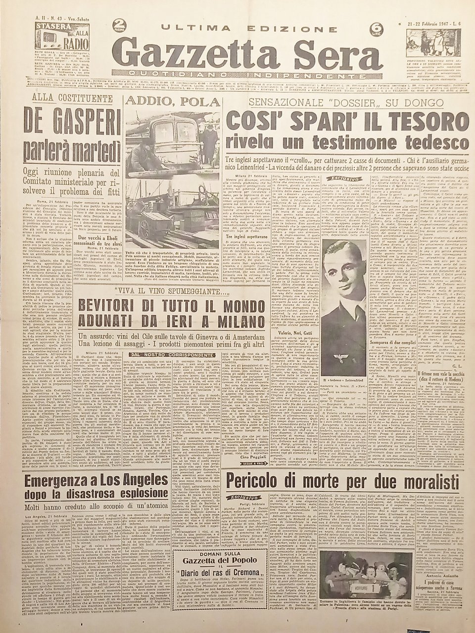 Quotidiano Indipendente - Gazzetta Sera N. 43 - Parlerà De … | Immagine principale