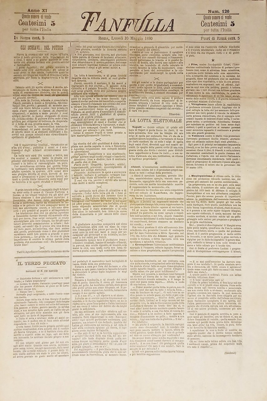 Quotidiano Roma - Fanfulla n. 126 - 1880 La Lotta … | Immagine principale