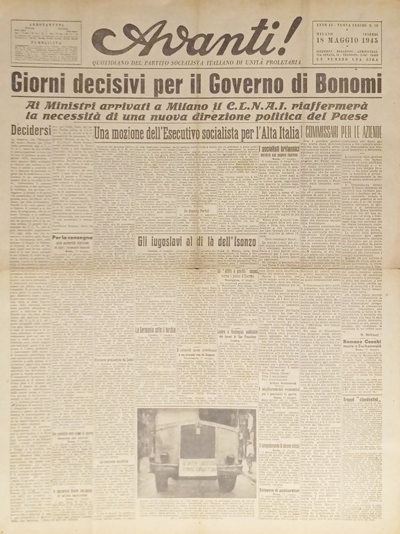 Quotidiano Socialista - Avanti! N. 23 - 1945 Giorni decisivi … | Immagine Gallery 1