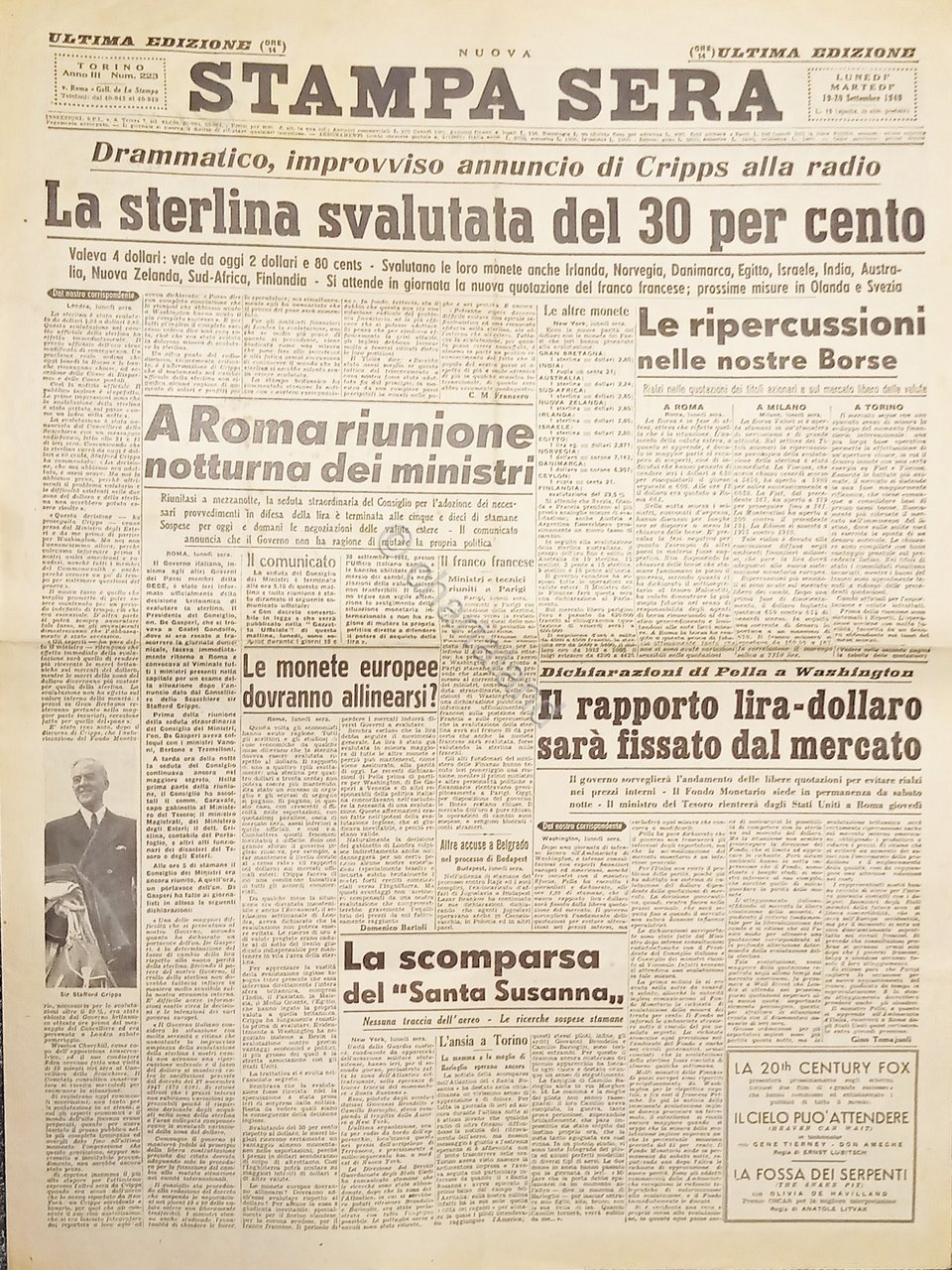 Quotidiano Torino - La Stampa Sera N. 223 - 1949 …