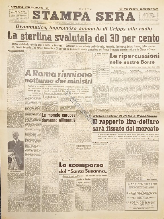 Quotidiano Torino - La Stampa Sera N. 223 - 1949 …