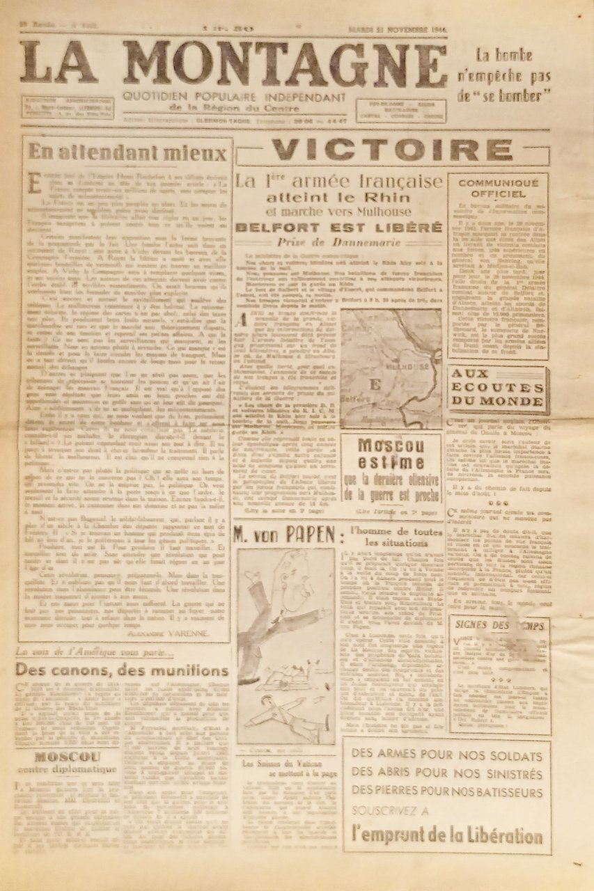 Quotidien - La Montagne N. 8302 - 1944 La Armée … | Immagine principale