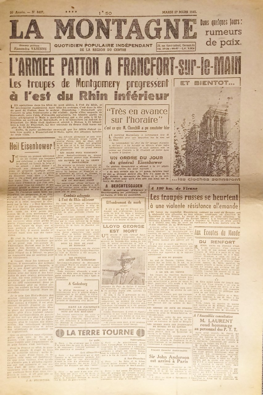 Quotidien - La Montagne N. 8407 - 1945 L'Armée Patton … | Immagine principale