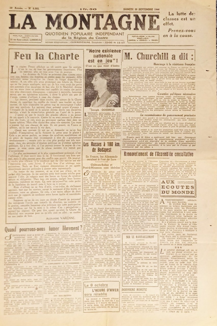 Quotidien - La Montagne N. 8560 - 1944 Les Russes … | Immagine principale