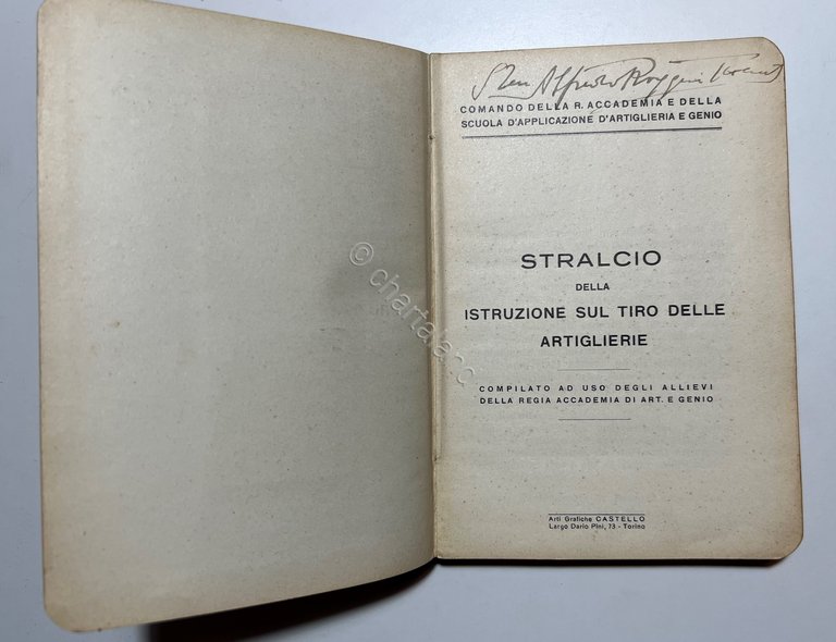 R. Accademia - Stralcio della Istruzione sul Tiro delle artiglierie …