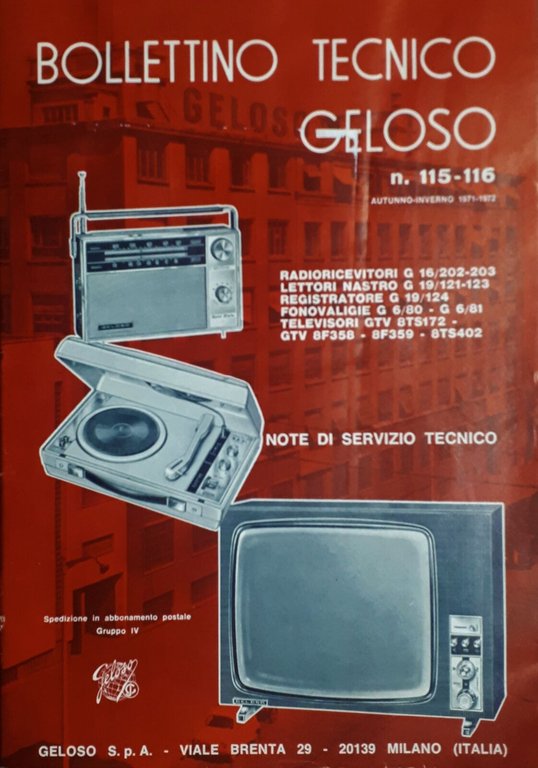 Radiotecnica - Bollettino Tecnico Geloso n. 115 / 116 - 1971 / 1972