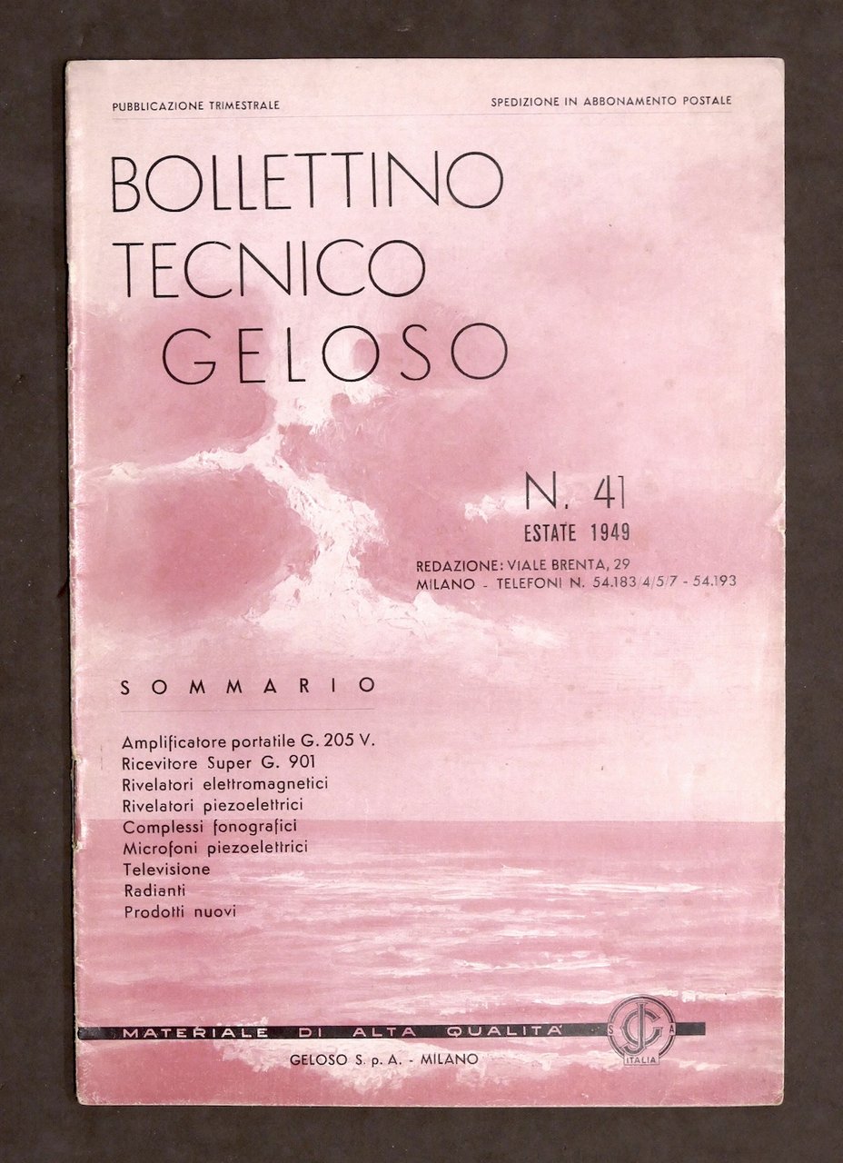 Radiotecnica - Bollettino Tecnico Geloso n. 41 - 1949