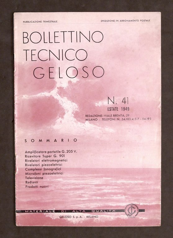Radiotecnica - Bollettino Tecnico Geloso n. 41 - 1949