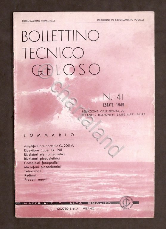 Radiotecnica - Bollettino Tecnico Geloso n. 41 - 1949