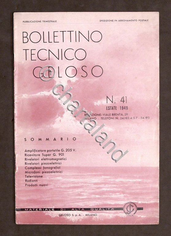 Radiotecnica - Bollettino Tecnico Geloso n. 41 - 1949