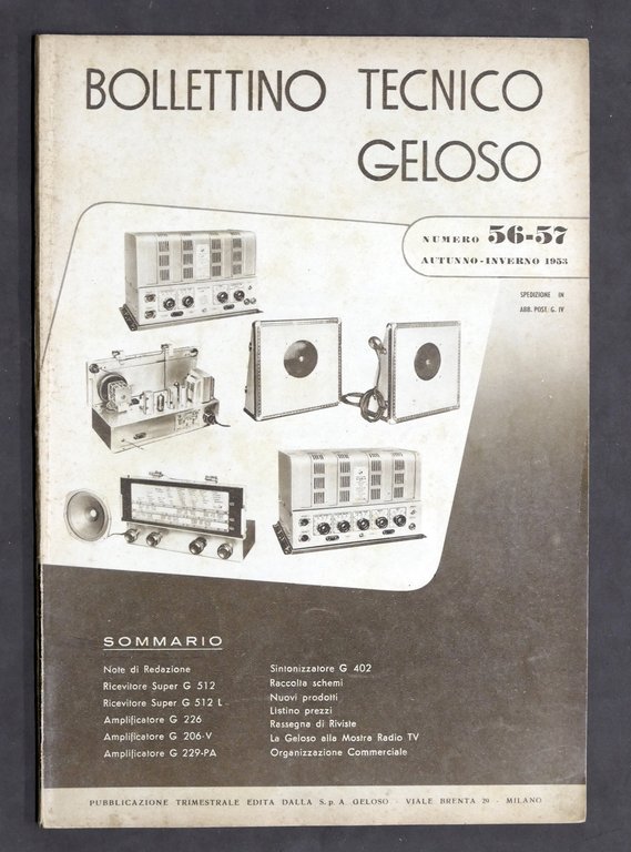 Radiotecnica - Bollettino Tecnico Geloso n. 56 - 57 del 1953