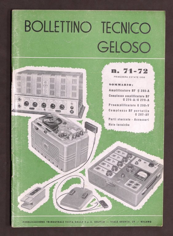 Radiotecnica - Bollettino Tecnico Geloso n. 71 - 72 del 1958