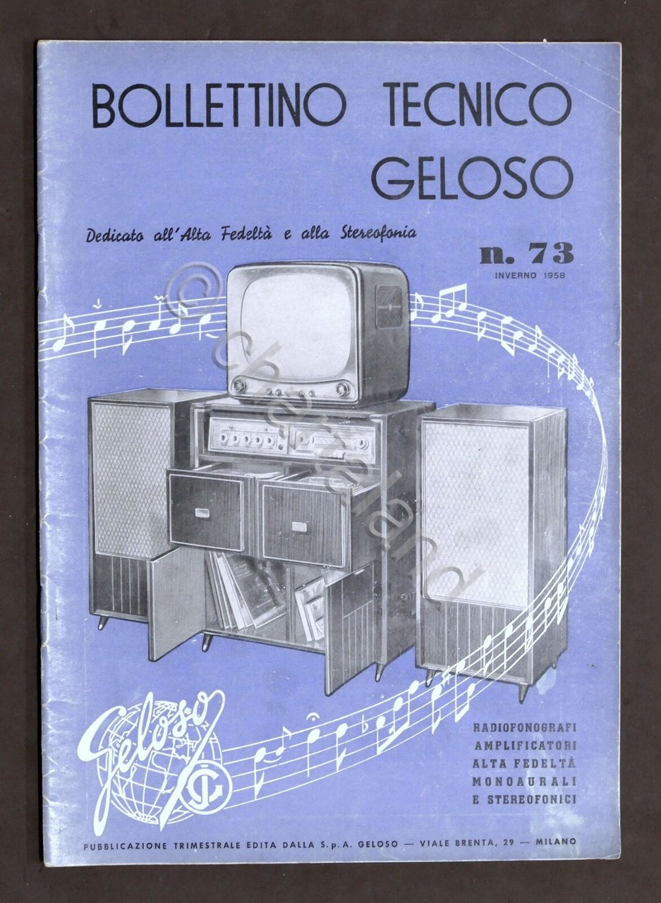 Radiotecnica - Bollettino Tecnico Geloso n. 73 - 1958