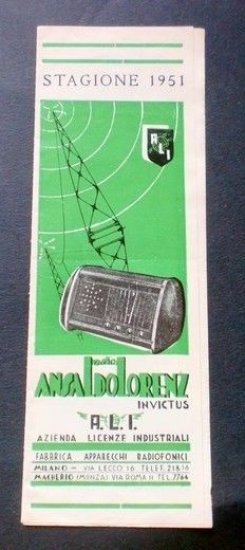 Radiotecnica - Brochure Radio - Radio Ansaldo Lorenz - Stagione 1951