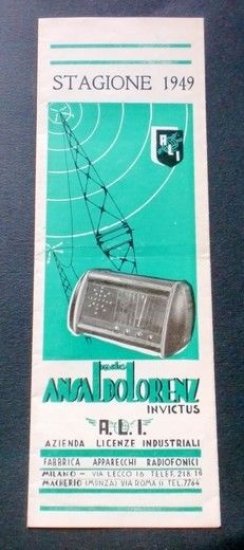 Radiotecnica - Brochure Radio - Radio Ansaldolorenz - Stagione 1949
