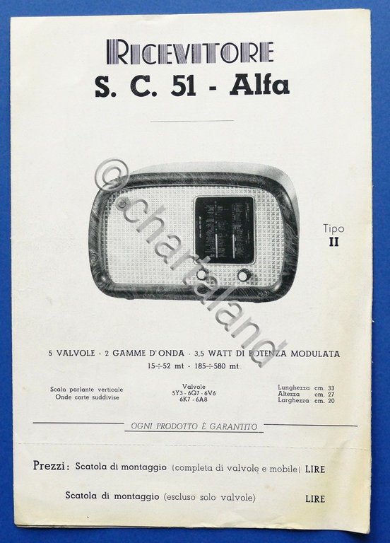 Radiotecnica - Brochure Ricevitore S.C. 51 Alfa Tipo II - …