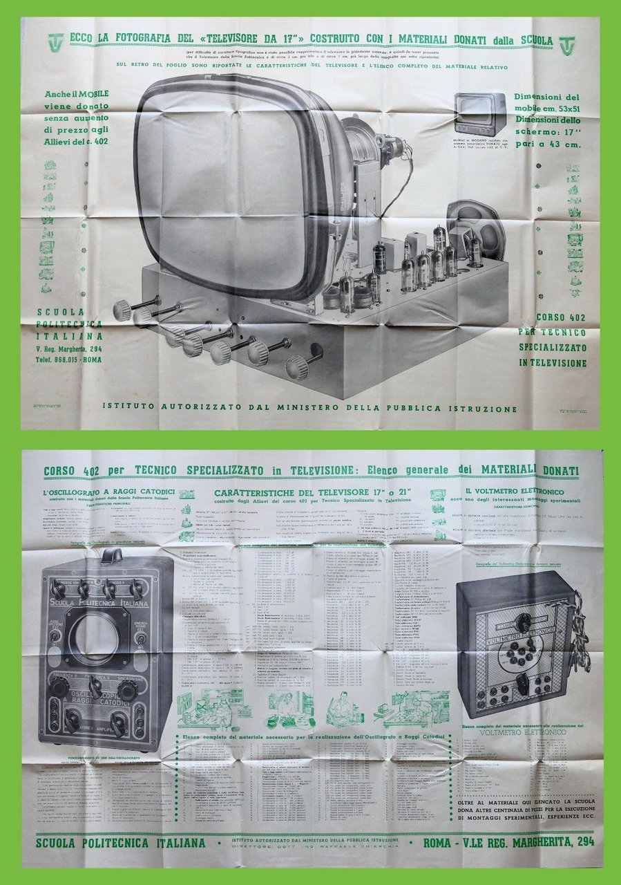 Radiotecnica - Corso 402 - Manifesto apparecchi realizzati con materiali …