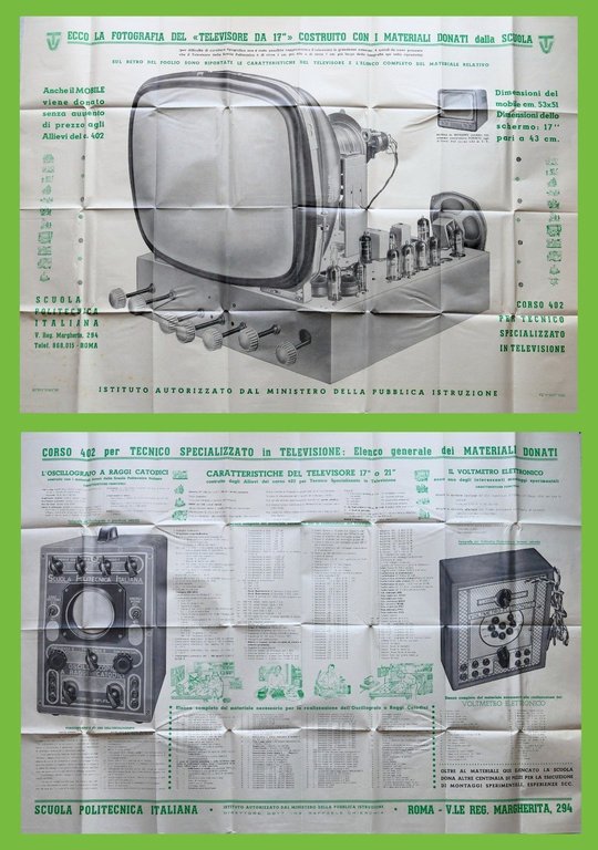 Radiotecnica - Corso 402 - Manifesto apparecchi realizzati con materiali donati