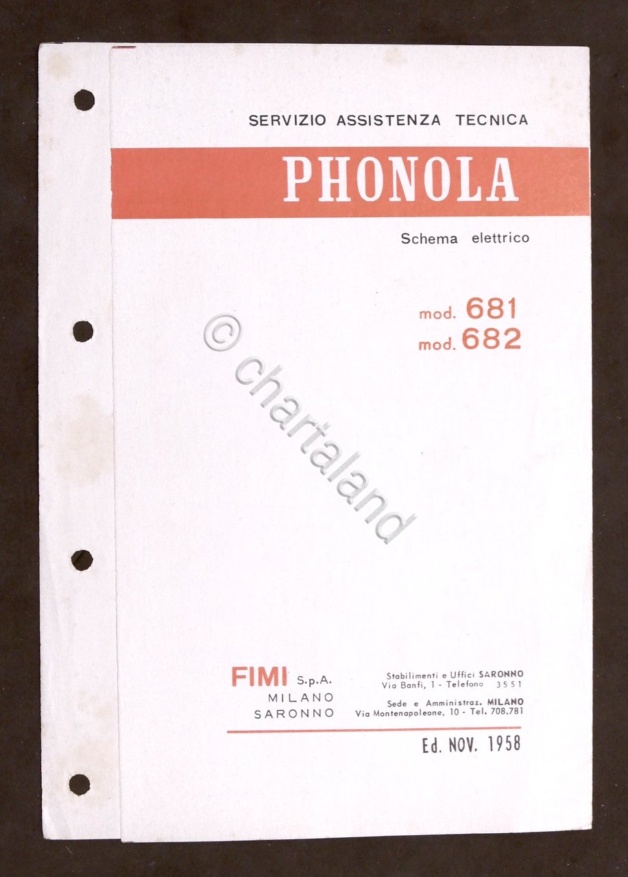 Radiotecnica - Phonola - Schema elettrico mod. 681 - mod. …