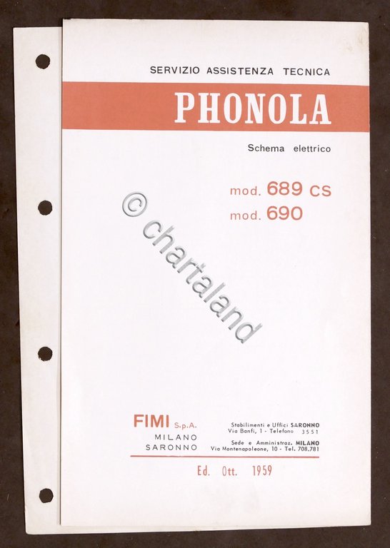 Radiotecnica - Phonola - Schema elettrico mod. 687 CS - …