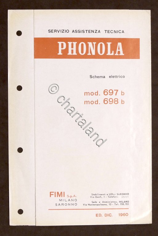 Radiotecnica - Phonola - Schema elettrico mod. 697 b - …