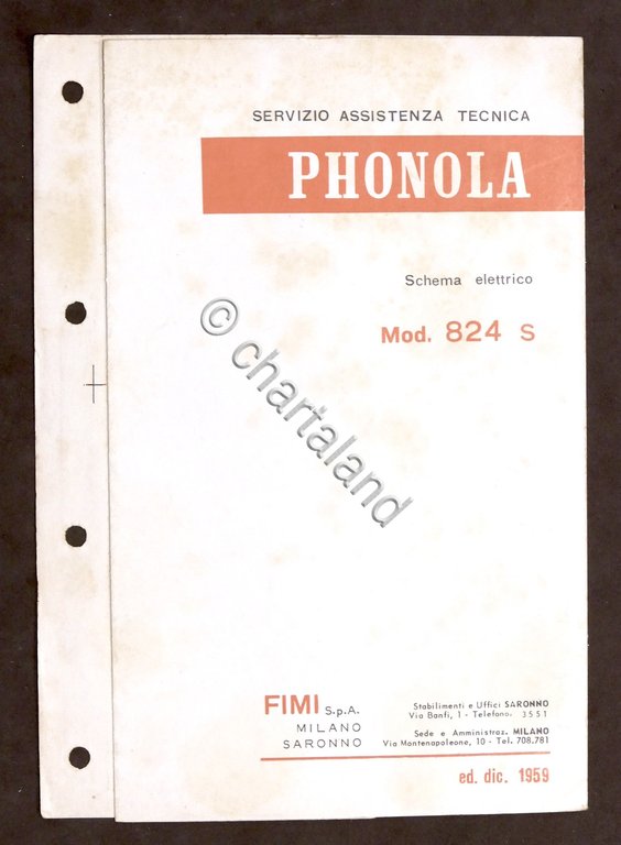Radiotecnica - Phonola - Schema elettrico mod. 824 S - …
