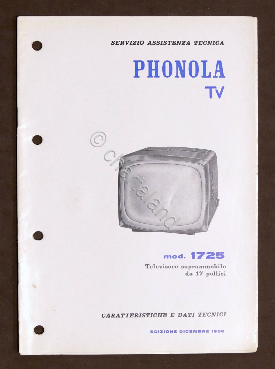 Radiotecnica - Phonola Tv - Caratteristiche e dati - mod. …