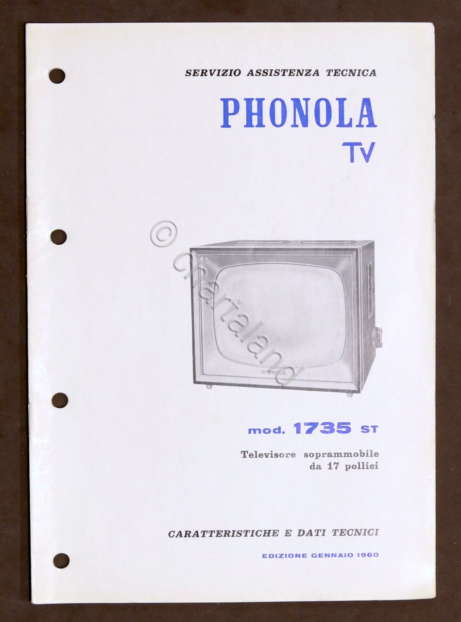 Radiotecnica - Phonola Tv - Caratteristiche e dati - mod. …