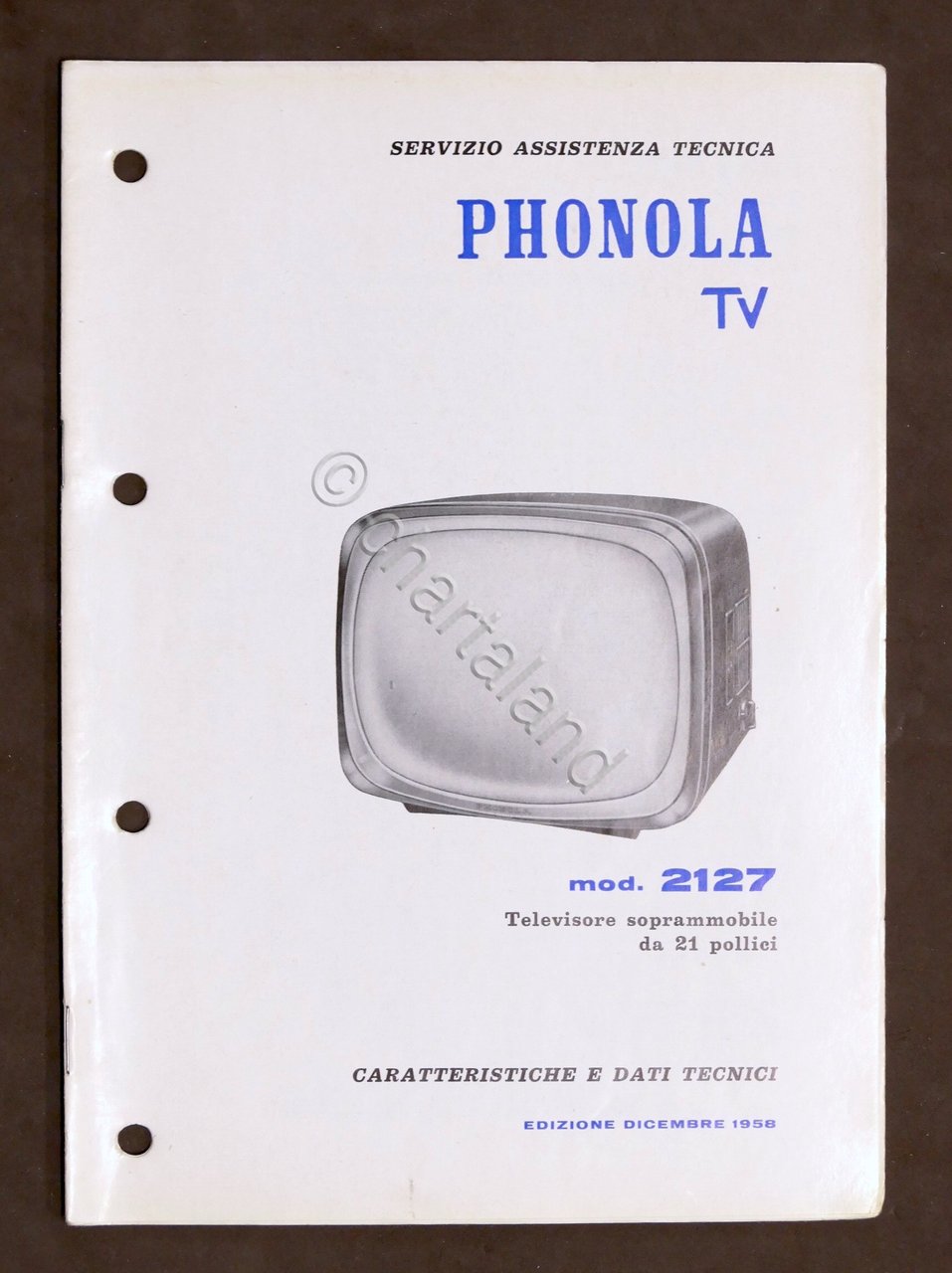 Radiotecnica - Phonola Tv - Caratteristiche e dati - mod. …