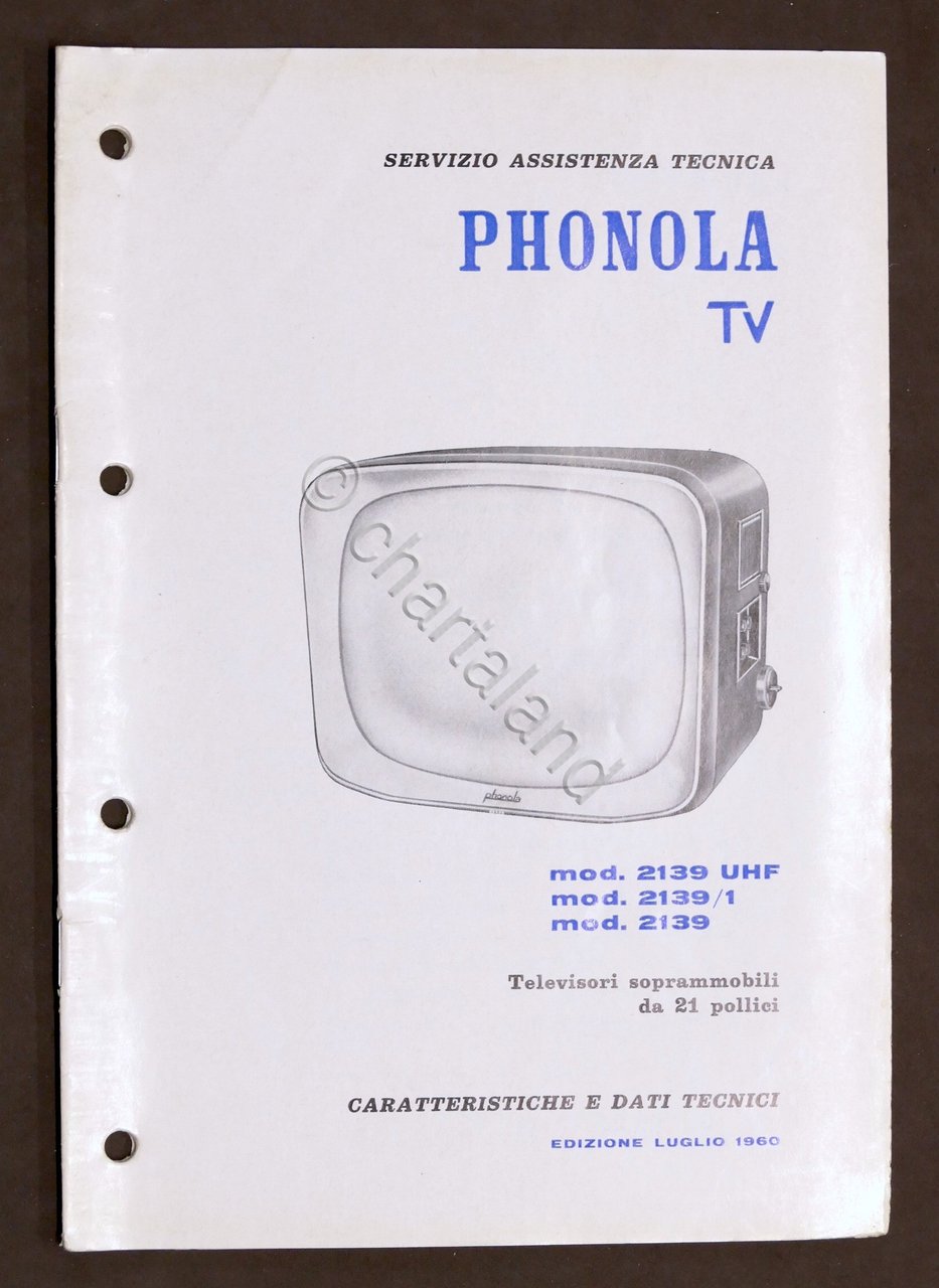 Radiotecnica - Phonola Tv - Caratteristiche e dati - mod. …
