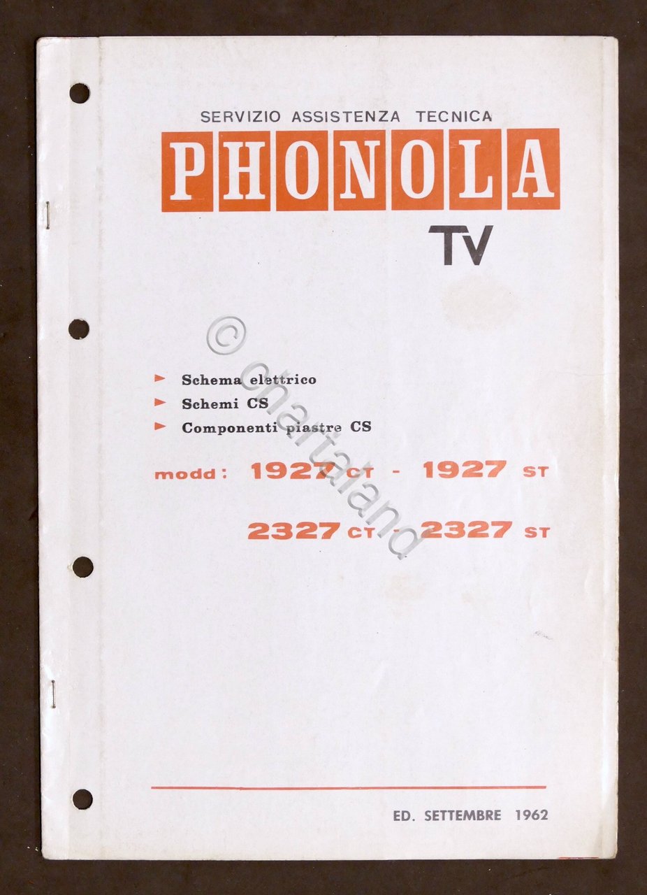 Radiotecnica - Phonola Tv - Schema elettrico - mod. 1927 …