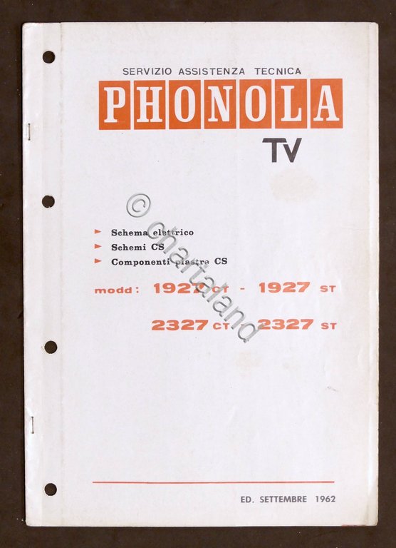 Radiotecnica - Phonola Tv - Schema elettrico - mod. 1927 …
