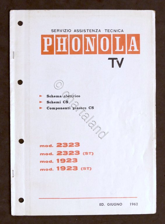 Radiotecnica - Phonola Tv - Schema elettrico - mod. 2323 / ST - 1923 / ST 