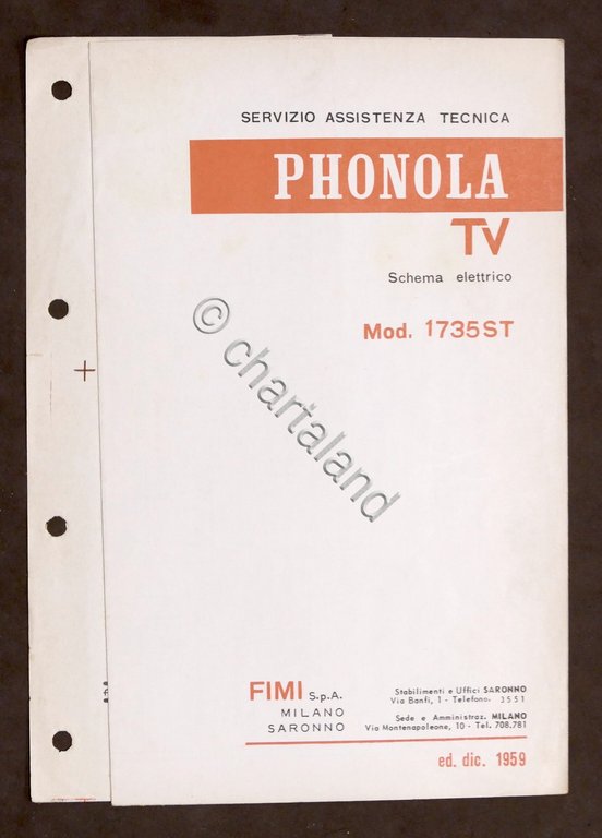 Radiotecnica - Phonola Tv - Schema elettrico mod. 1735 ST …