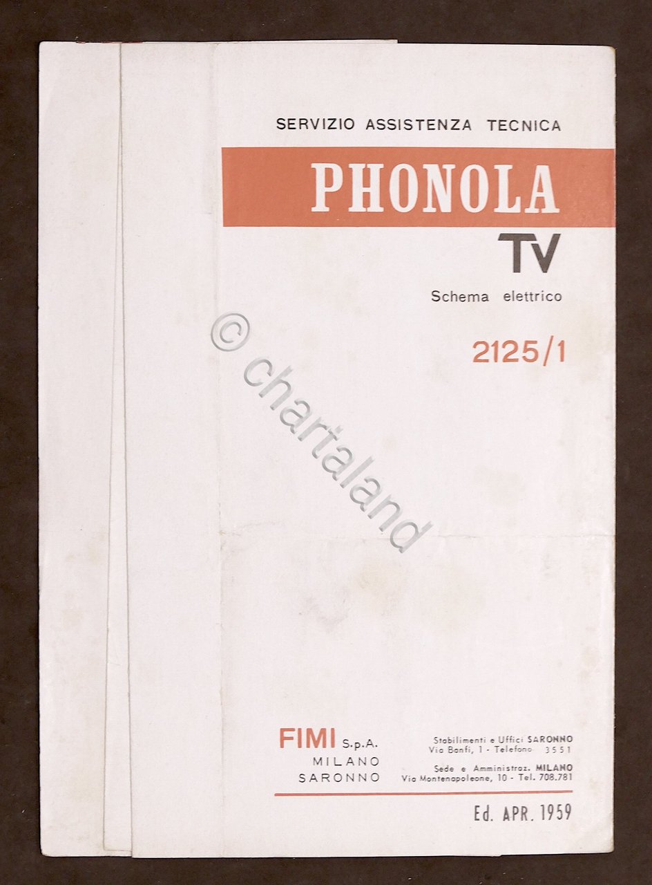 Radiotecnica - Phonola Tv - Schema elettrico mod. 2121 / …