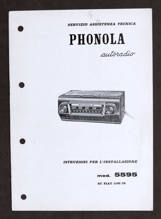 Radiotecnica Auto - Phonola autoradio mod. 5595 - Istruzioni per installazione