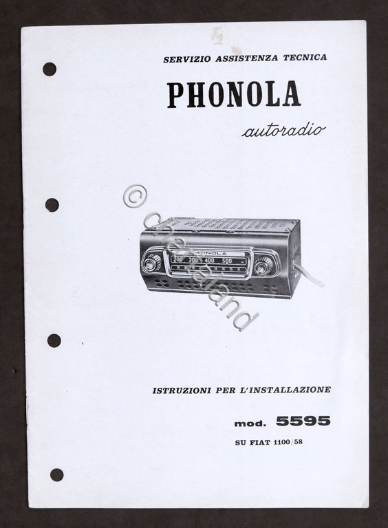 Radiotecnica Auto - Phonola autoradio mod. 5595 - Istruzioni per …