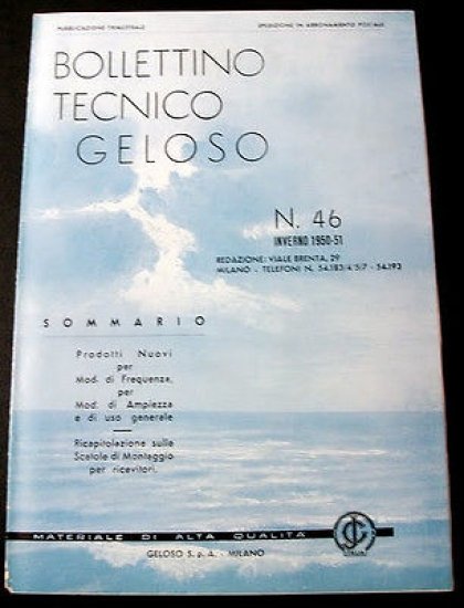 Radiotecnica  Bollettino Tecnico Geloso n. 46 - 1950-51