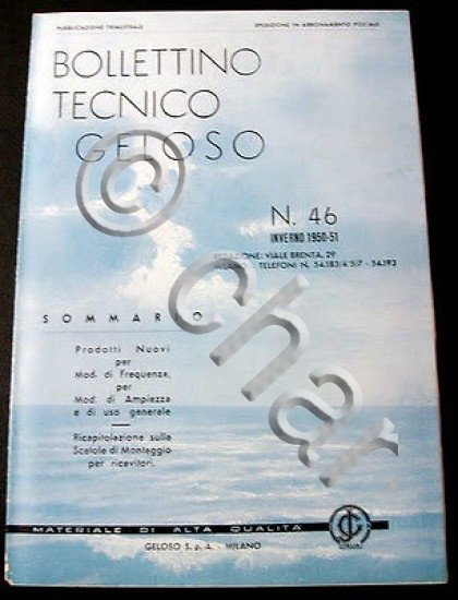 Radiotecnica Bollettino Tecnico Geloso n. 46 - 1950-51
