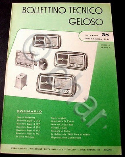 Radiotecnica Bollettino Tecnico Geloso n. 58 - 1954