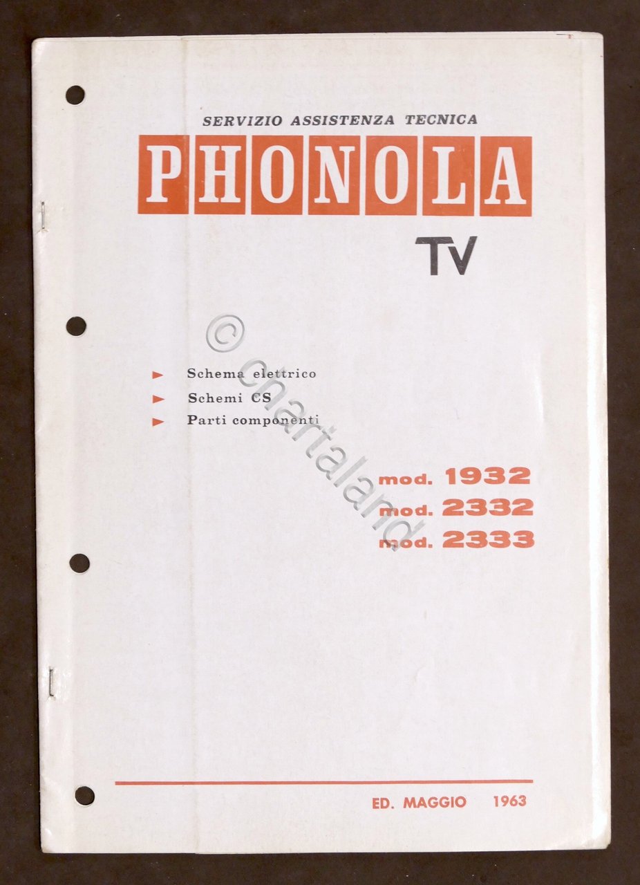 Radiotecnica Phonola Tv - Schema elettrico - mod. 1932 - …