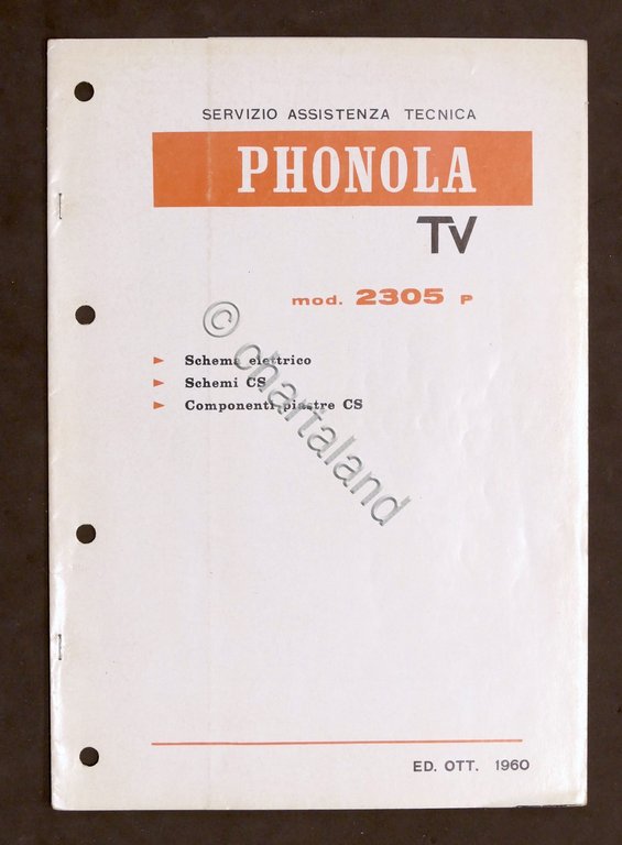 Radiotecnica Phonola Tv - Schema elettrico - mod. 2305 P …