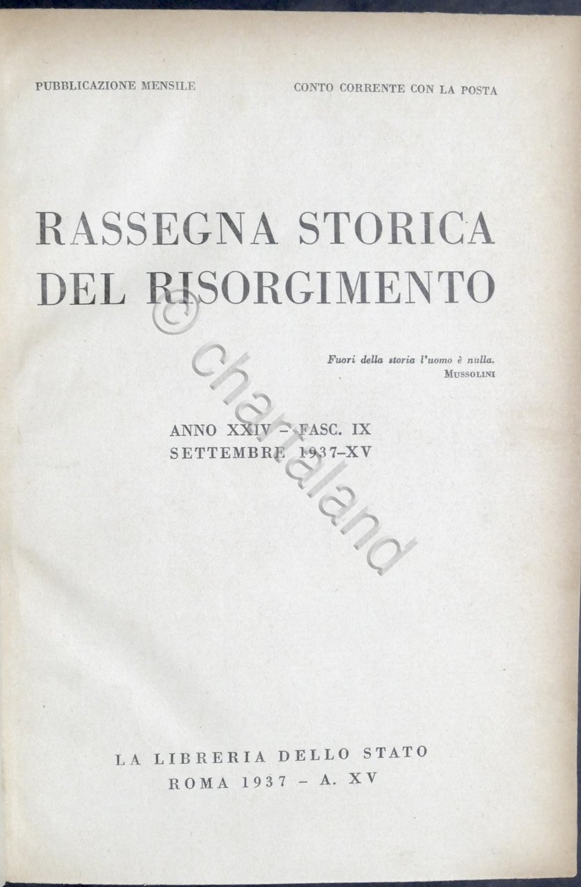 Rassegna Storica del Risorgimento - Anno 1937: articoli vari | Immagine principale