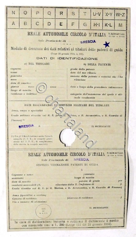 Reale Automobile Circolo d'Italia Sede di Brescia Modulo dati patente … | Immagine Gallery 2