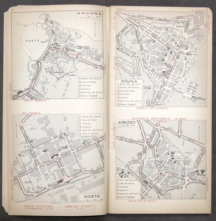 Reale Automobile Club d'Italia Piantine attraversamento città capoluoghi - 1937