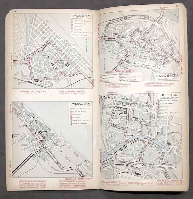 Reale Automobile Club d'Italia Piantine attraversamento città capoluoghi - 1937