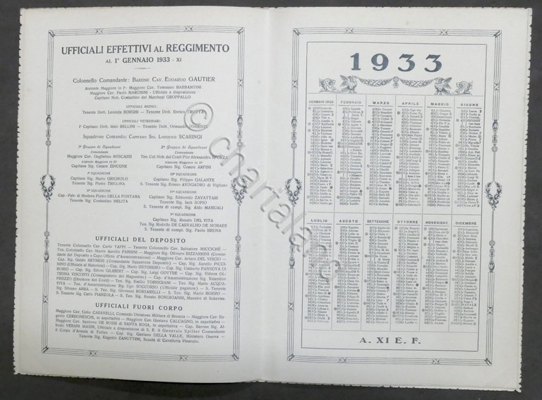 Reggimento Lancieri Vittorio Emanuele II - Calendario 1933 | Immagine Gallery 2