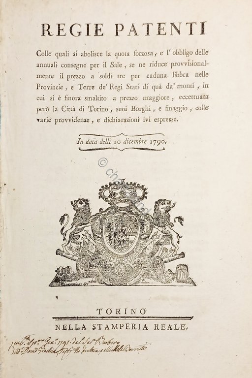 Regie Patenti - Abolizione quota forzosa per il Sale e …