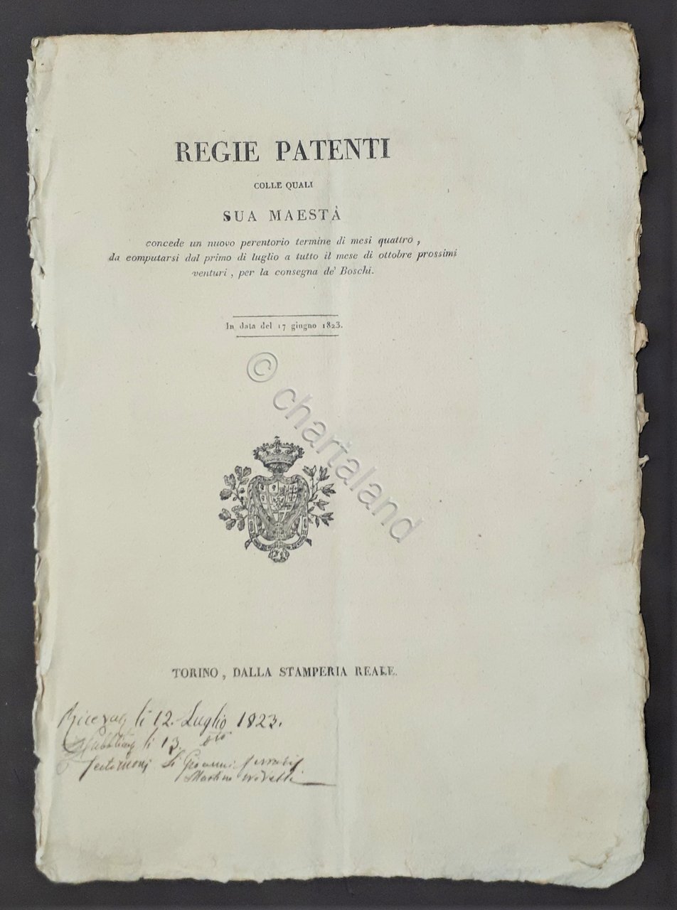 Regie Patenti - S. M. concede un nuovo di mese …